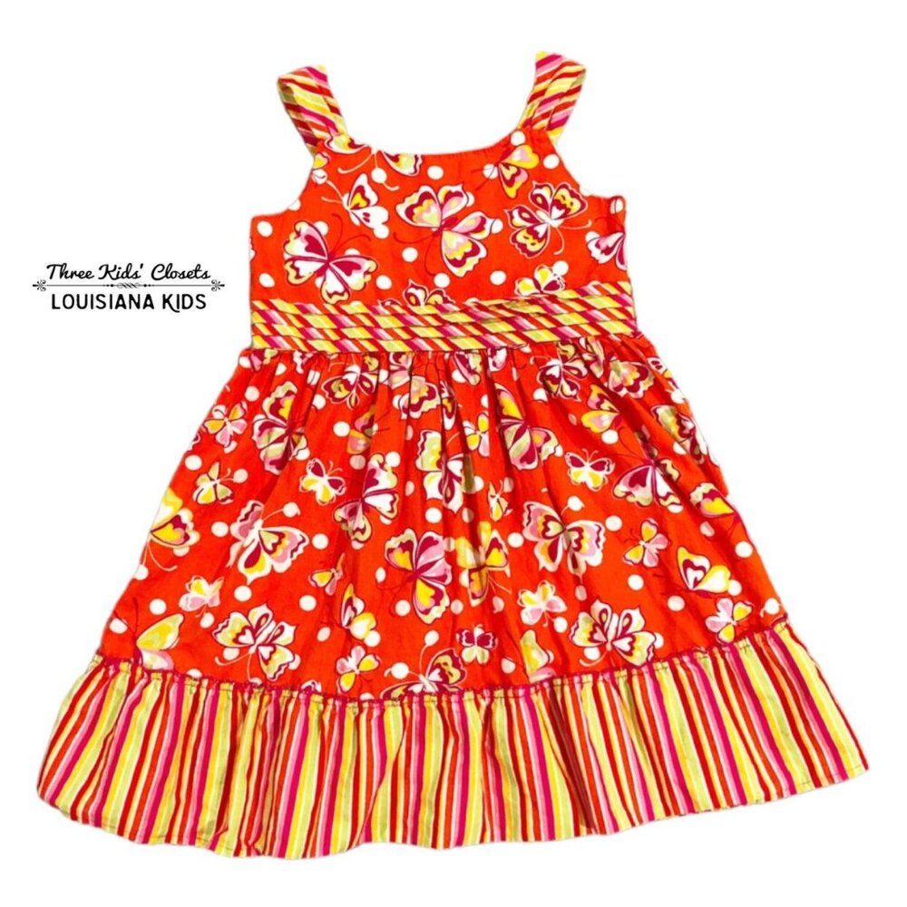 Youngland Sz 5 Bright Orange Butterfly Dress